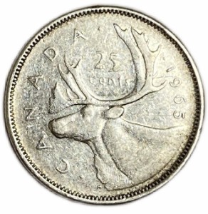 アンティークコイン シルバー 25セント  年代ランダム エリザベス女王2世  カナダ  銀貨