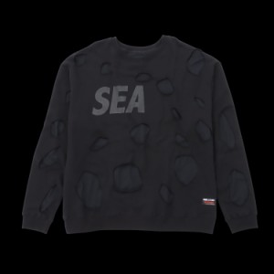 サイズ選択可 WILDSIDE YOHJI YAMAMOTO WIND AND SEA ヨウジヤマモト ウィンダンシー WS-22WSSW-01 ダメージ スウェットトップス BLACK  