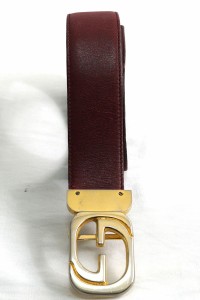 GUCCI  vintage oxblood red leather belt 70s グッチ ヴィンテージ ダブルG ゴールド ベルト ボルドー ブラック 75サイズ 11523【中古】