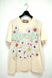 2022 GUCCI グッチ  Lovelight ラブライト コットン ロゴ刺繍入り 半袖Ｔシャツ クリーム XXSサイズ 706127 【中古】