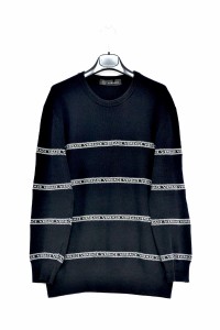 VERSACE Black  Slim-Fit Sweater ヴェルサーチ ブラック ニット クルーネックセーター サイズ50 A81366 A228043【中古】