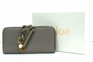 Chloe クロエ Women's Long Zip Wallet アルファベットチャーム ラウンドジップ ウォレット グレー CHC17AP941 H9Q【中古】