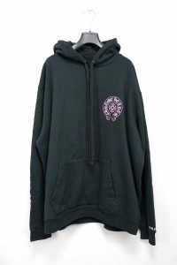 CHROME HEARTS クロムハーツ SWTSHRT PLVR ホースシュー バックプリント プルオーバー パーカー ブラック ピンク サイズXXL【中古】