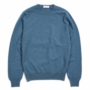 【ポイント10倍】【半額以下】グランサッソ GRAN SASSO CASHMERE ニット セーター クルーネック 長袖 メンズ 秋冬 カシミヤ 100％ ブルー