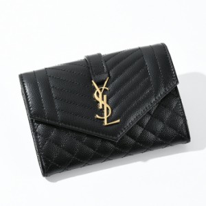 SAINT LAURENT サンローラン YSL 財布 ウォレット Envelope Wallet 651026BOW91 レディース ブラック 黒 ミニ財布 折りたたみ財布 ロゴ 