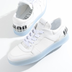 JIMMY CHOO ジミーチュウ スニーカー 靴 Florent/M ロゴ付き カーフレザー X キャンバス FLORENTMZUL メンズ WHITE ホワイト 白 シンプル
