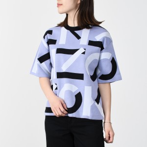 KENZO ケンゾー ニット 半袖 マルチロゴ FC52PU6923SB レディース ブルー 青 Tシャツ コットン 人気 プレゼント