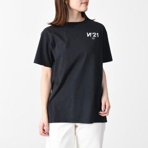 N21 numero ventuno ヌメロ ヴェントゥーノ トップス Tシャツ ロゴプリントTシャツ F0516331 レディース 黒 ブラック BLACK トップス カ