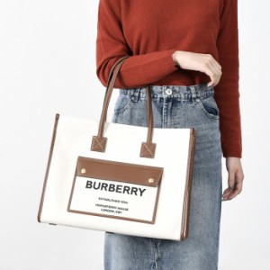 BURBERRY バーバリー バッグ トートバッグ 8044129 ツートン キャンバス＆レザー ミディアム フレヤトート NATURAL TAN ベージュ ブラウ