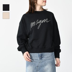 MSGM エムエスジーエム スウェット トレーナー トップス ロゴクルーネックスウェット 3541MDM 133 レディース ベージュ ブラック 黒 コッ