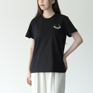 MONCLER モンクレール トップス Tシャツ テニスロゴ 8C00005829HP レディース ブラック 半袖 コットン ラウンドネック 春夏 人気 おすす