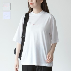 MARNI マルニ トップス ロゴ入り オーガニックコットン製Tシャツ THJE0263P1USCS87 レディース ホワイト ブラック レッド Tシャツ ロゴT 