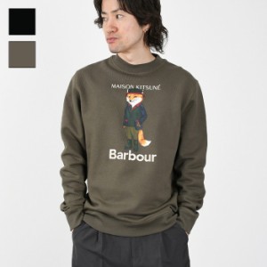 MAISON KITSUNE BAEBOUR メゾン キツネ  バブアー トップス スウェット コラボ MOL0559MOL メンズ カーキ ブラック トレーナー ロゴ 長袖