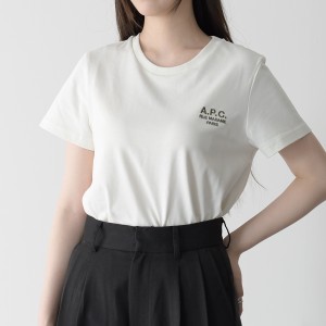 APC アーペーセー Tシャツ COEZC F26848 レディース ホワイト 半袖 シンプル ロゴ クルーネック ロゴT 女性 春 夏 人気