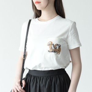 Max Mara マックスマーラ Tシャツ トップス エルモ ELMO コットン テディTシャツ レディース ホワイト カジュアル 白Tシャツ 胸ポケット 