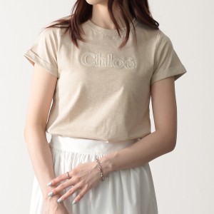 CHLOE クロエ トップス Tシャツ CHLOE ロゴTシャツ C20112 CHC24SB20112 キッズ レディース ベージュ 半袖 ロゴ シンプル 春夏 人気 おす