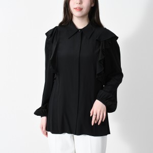 CHLOE クロエ トップス ラッフルブラウス CHC23SHT15004 レディース BLACK ブラック 黒 フリル フェミニン ブラウス 長袖 きれいめ エレ