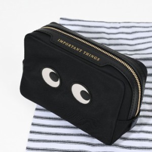 ANYA HINDMARCH アニヤハインドマーチ ポーチ コスメポーチ IMPORTANT THINGS EYES Labelled アイズ レディース 女性 黒 ブラック BLACK 