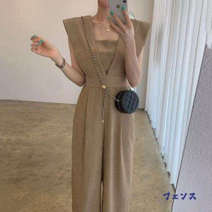 オールインワンレディースジャンプスーツパーティードレスかっこいいパンツドレス 結婚式お呼ばれドレスパンツハイウエストワイドパンツ