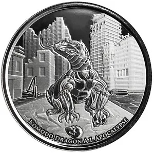 2022年　トケラウ　コモドドラゴン　純銀　1オンス銀貨 2022年 (新品) トケラウ「コモドドラゴン」純銀 1オンス 銀貨