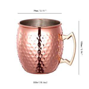 ソリッド銅モスクワミュールマグ、18オンスの非表示のマグカップ、カクテルにぴったりの飲み物のカップアイスティーとビール