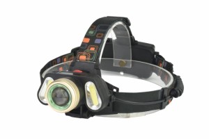 充電式3 LED長距離フォーカシングプレススイッチヘッドランプヘッドライト調節可能なヘッドバンドとキャンプの懐中電灯