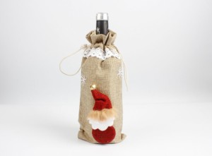 1PC / 2PCS巾着Burlapワインボトルは、リネンシャンパンのボトルバッグをクリスマスデコレーションストレージバッグのカバー