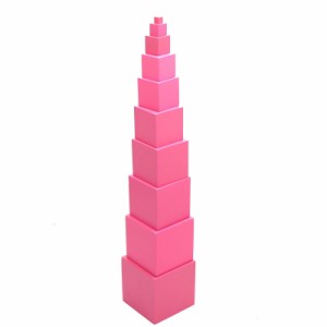 キッズモンテッソーリ木製ピンクブロックタワービルディングおもちゃスマートパズル木製の形状スタッキングおもちゃの数学早期教育玩具