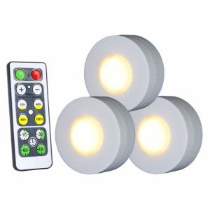 キャビネット照明下のキッチンのための3PcsワイヤレスLED照明クローゼット照明リモートコントロールパットライト