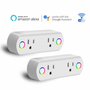 1個入 Alexa/Google ホームプラグ　デュアルコンセント WiFi スマートプラグソケット リモート 電源スイッチ