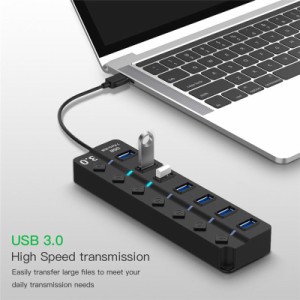 4/7ポートUSB 3.0ハブ5 Gbps高速オン/オフスイッチAC電源アダプタ（PC用）