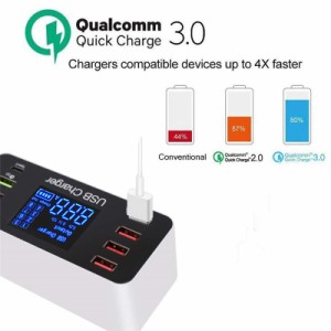 8ポートマルチ高速USB充電器急速充電3.0マルチUSB電話充電ステーションユニバーサルUSBハブ充電器QC 3.0 LEDディスプレイ