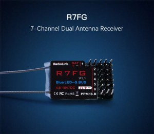 Radiolink R7FG 2.4GH 7CHデュアルアンテナレシーバーRC6GS RC4GS T8FBトランスミッター用双方向伝送統合ジャイロ