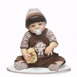 NPK 56センチフルボディシリコーンリボーンベビーボーイ人形教育玩具リアルな睡眠新生児ソフトドール