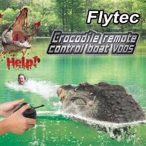 Flytec V005 2.4GHzシミュレーションRCクロコダイルボートリモートコントロールスピードボートプールスプーフィングおもちゃ
