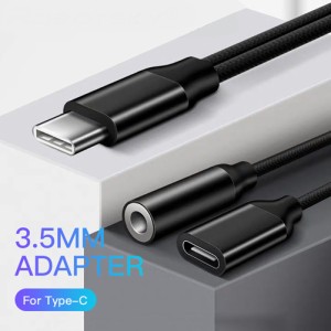 3.5mmヘッドフォンジャックType-C USB Cオーディオアダプターイヤホン-タイプC充電Huawei Xiaomi用3.5MMなしUSB-C電話