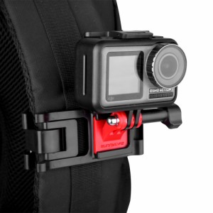 Gopro Osmoスポーツカメラ用の黒いプラスチック製バックパックハットクリップクランプマウント