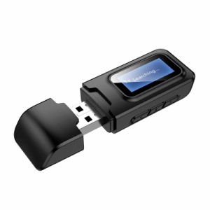 Bluetooth 5.0オーディオレシーバートランスミッターLCDディスプレイ3.5mm AUXジャックステレオUSBドングルワイヤレスアダプター（車用PC