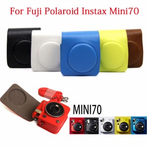 フジポラロイド Instax Mini70 カメラバッグ ストラップ付き レトロレザー カメラケース