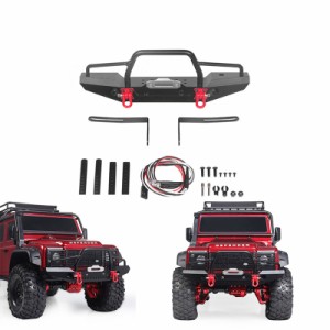 TRX-4メタルフロントバンパー、LEDライト付き1/10 RCクローラーカーTraxxas TRX4 D90 D110 Defender Axial SCX10 90046