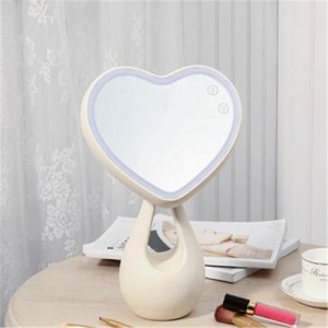 カラフルなハート型のテーブルランプライトミラーコームテーブルナイトライトを充電するポータブルLED化粧鏡