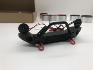 メタルブラック1:10 RCクローラーフロントリアバンパー、LEDライト付き1/10 RCクローラーカーTraxxas TRX-4 Axial SCX10＆SCX10 II 90046