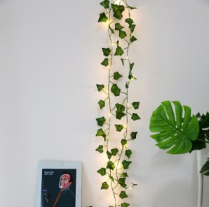 LED イルミネーションライト 人工植物 2M 20球 ストリングライト グリーンカエデの葉 ランプ ガーランド DIY電池式 吊り 照明 LED電飾