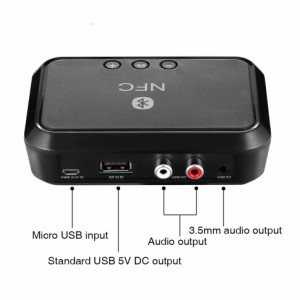 BluetoothレシーバーNFC / USBディスク音楽読み取りステレオワイヤレスアダプター3.5mm AUX / RCAカースピーカーBluetoothオーディオレシ