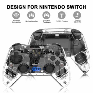 Nintendo Switch用のゲームハンドルプラスチック透明ワイヤレスBluetoothゲームコントローラー