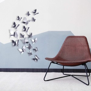 12ピース3Dミラー蝶ウォールステッカー家の寝室のリビングルームの装飾