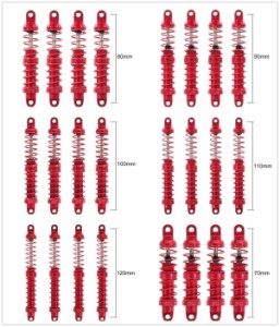 オイル調整可能な80/90/100 / 110mm 120mm金属ショックアブソーバーダンパー用1/10 RCカーパーツトラッククローラーアキシャルSCX10 TRX4
