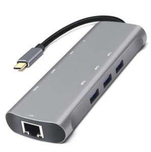 ハブアダプターUSB CからHdmimi CからVGA Rj45 3.5mm補助ソケット、SD TF Pdプラグ付きUSB3.1ハブ、Macbook Pro USB-Cハブ用