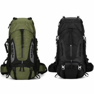 60L ハイキングバックパックレインカバー付き大容量デイパック軽量防水反射キャンプ旅行バックパック