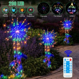 200 Led ソーラー花火ライト 8 モード Ip65 カラフルな防水屋外パス芝生庭の装飾ランプ